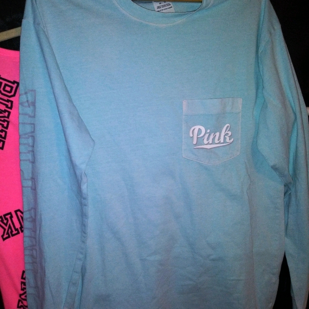 Nwot distressed baby blue long t